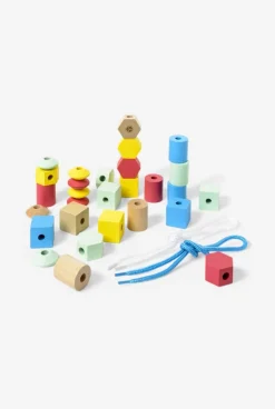 30 perles en bois à lacer Oxybul