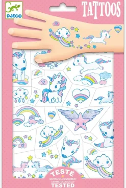2 planches de tattoos licornes glitter Djeco
