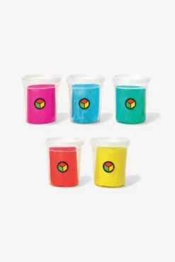 5 pots de pâte à modeler pailletée Oxybul
