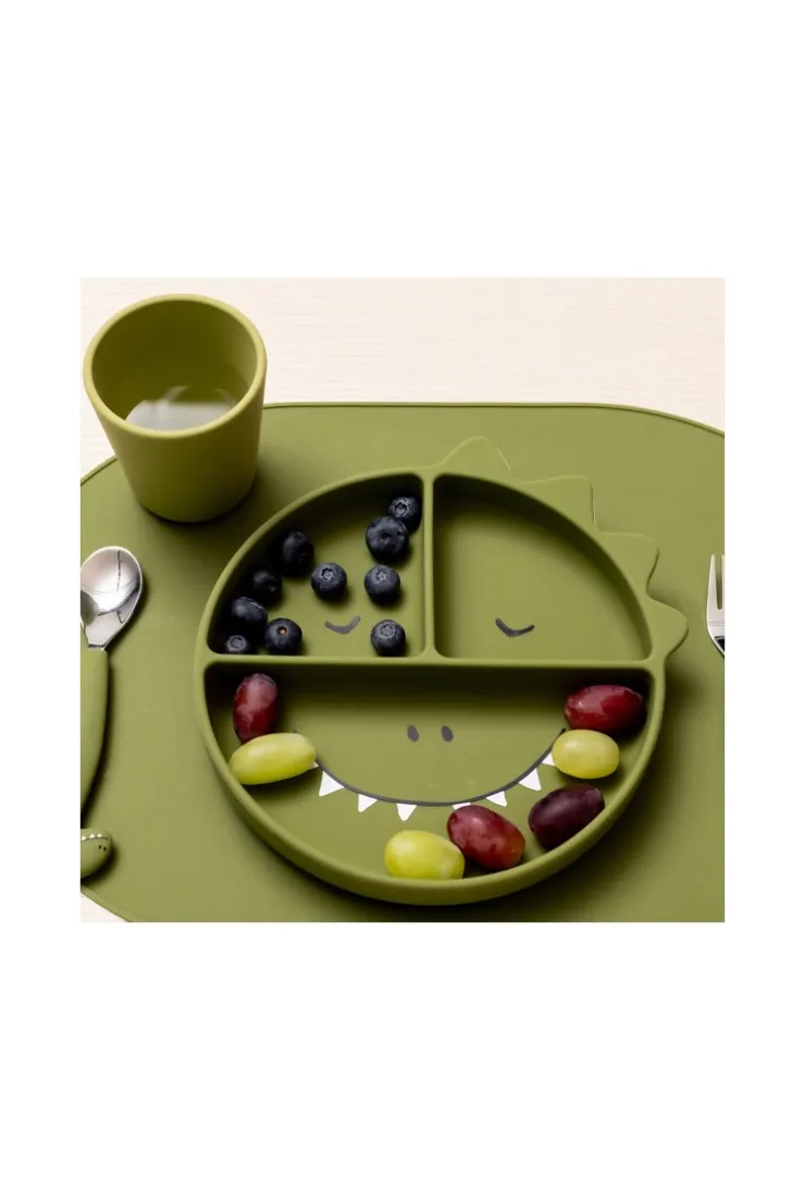 Assiette compartimentée en silicone avec ventouse Dinosaure Trixie