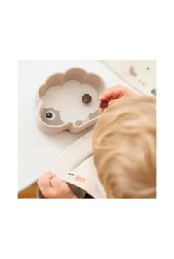 Assiette creuse ventousable beige mouton