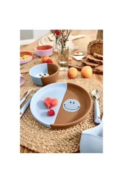Assiette Happy rascals smile bleu LASSIG