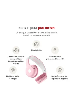 Casque Bluetooth rose fleur de Tonies