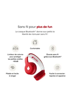 Casque Bluetooth rouge coquelicot de Tonies