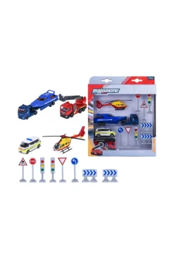 Coffret 4 véhicules d'urgence et panneaux