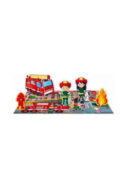 Coffret Les pompiers Puzzle, livre, maquette et figurines Sassi