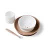 Coffret repas 4 pièces blanc et taupe ours Nattou
