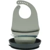 Coffret repas avec bavoir en silicone vert Nattou