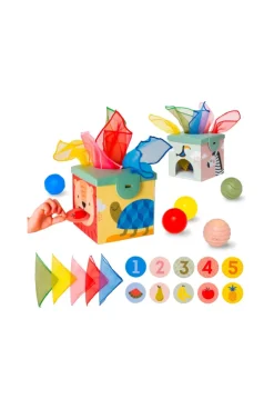 Cube magique balles tissus cartes Taf toys