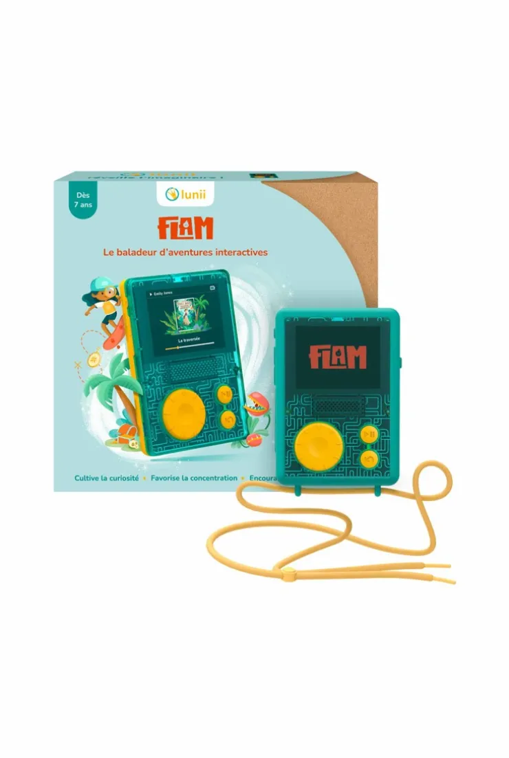 FLAM, baladeur interactif avec sa coque de protection verte