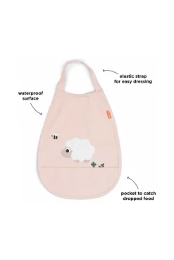 Grand bavoir imperméable à élastique rose