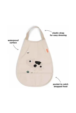 Grand bavoir imperméable à élastique beige