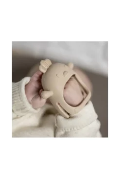 Hochet moufle de dentition en silicone beige argile Nattou