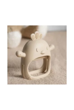 Hochet moufle de dentition en silicone beige argile Nattou