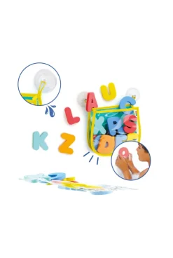 Jeu de bain alphabet en mousse avec filet de rangement