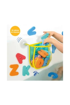 Jeu de bain alphabet en mousse avec filet de rangement