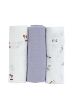 Lange mousseline GOTS L Happy Fruits Cerise, lilas LÄSSIG