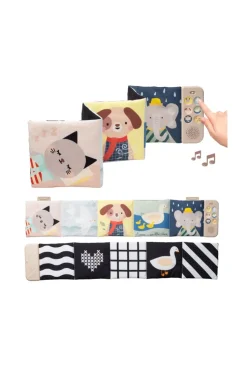 Livre tissu sonore apaisant double face TAF TOYS
