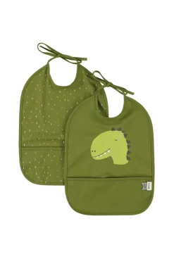 Lot de 2 bavoirs imperméables à liens avec poche Dinosaure Trixie