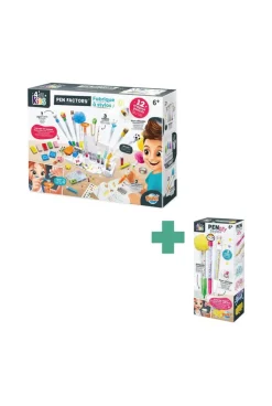 Lot fabrique à stylos et recharge kawaii, Buki