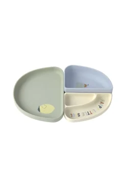 LÄSSIG Set de vaisselle en silicone 3 pcs Citron Happy Fruits, Bleu, kaki clair, écru