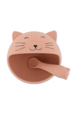 Premier set repas bébé assiette et cuillère, Mr chat