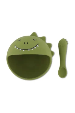 Premier set repas bébé assiette et cuillère, Mr dino