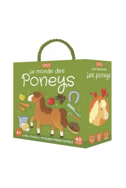 Puzzle et livre Le monde des Poneys Coffret QBOX Sassi