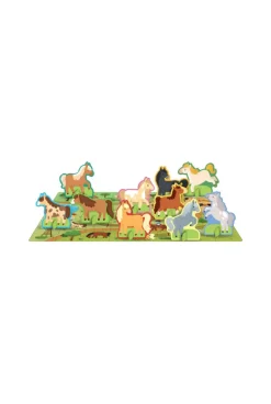 Puzzle et livre Le monde des Poneys Coffret QBOX Sassi