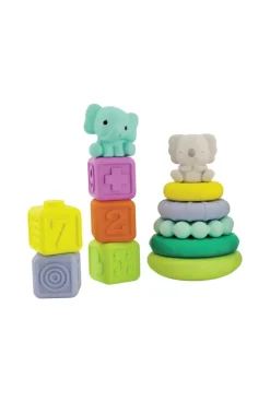 Set sensoriel 24 pièces balles, animaux, cubes et pyramides à empiler Infantino