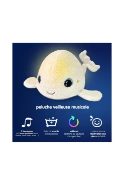 Veilleuse baleine beluga lumineuse et sonore Pabobo